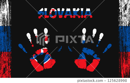 Vector flag of Slovakia with a palm Vector flag of Slovakia with a palm 125628998