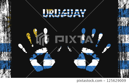 Vector flag of Uruguay with a palm 125629009