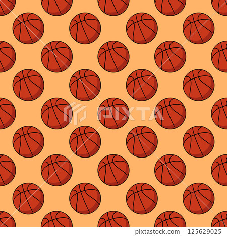 Basketball flat style seamless pattern on white background. 125629025