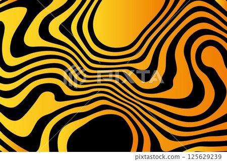 Abstract wave background, black orange wavy stripes or lines design. Optical art. Eps 10 125629239