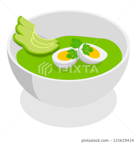 3D Isometric Flat  Illustration of Healthy Plate. Item 2 125629414