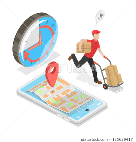 3D Isometric Flat  Illustration of Logistics And Delivery. Item 3 125629417