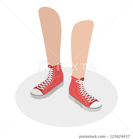 3D Isometric Flat Set of Sneakers. Item 2 3D Isometric Flat Set of Sneakers. Item 2 125629437