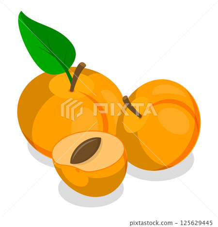 3D Isometric Flat Set of Apricots and Elements. Item 1 3D Isometric Flat Set of Apricots and Elements. Item 1 125629445