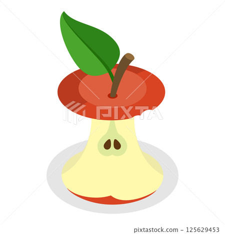 3D Isometric Flat  Set of Bitten Apple. Item 4 125629453