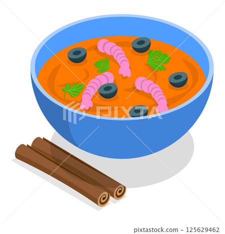 3D Isometric Flat  Illustration of Traditional Brazilian Cuisine. Item 2 125629462