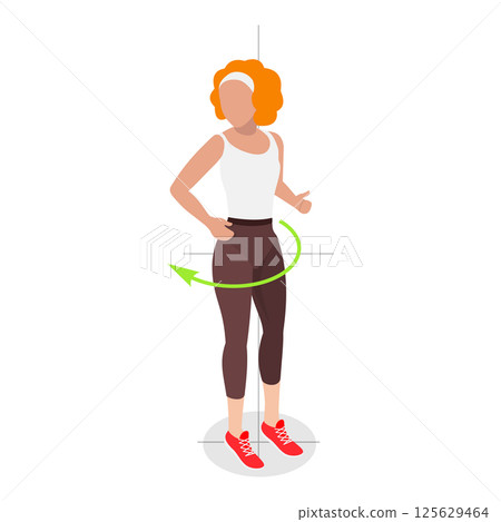 3D Isometric Flat  Illustration of Spine Movements. Item 1 125629464