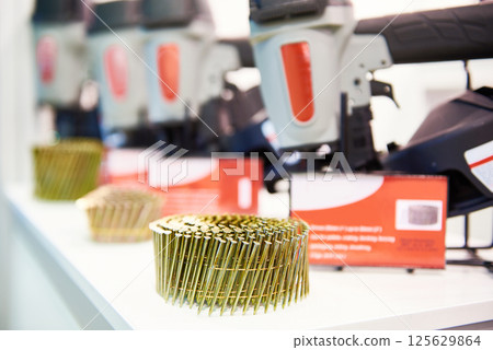 Nails and nail guns in store Nails and nail guns in store 125629864