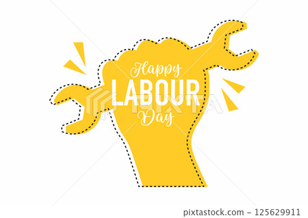 Labour Day Celebration Design with Clenched Fist and Wrench 125629911