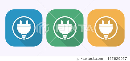 Plug icon design illustration, Electricity, power sign symbol in shadow button design 125629957