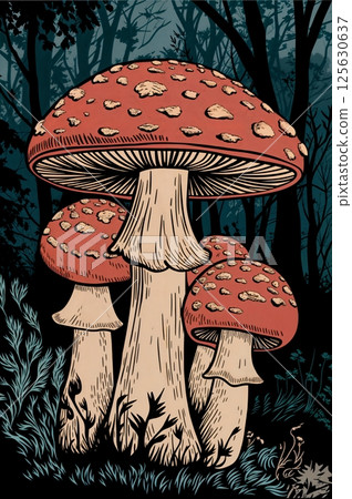 Vector fly agaric mushrooms 125630637