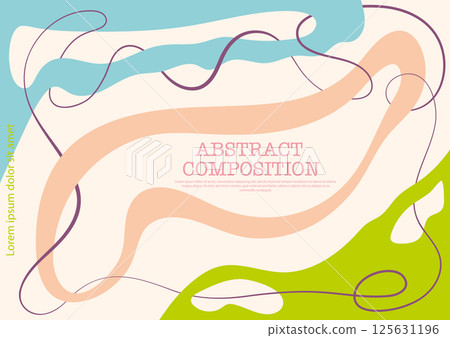 Abstract background with deformed shape and sinuous lines. Simple color composition. Template for posters, posters, banners, covers Abstract background with deformed shape and sinuous lines. Simple color composition. Template for posters, posters, banners, covers 125631196