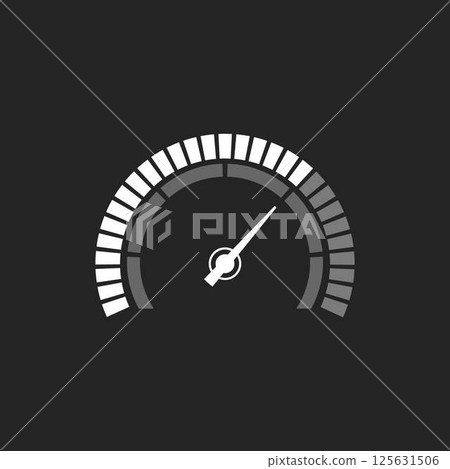 Car speedometer, vector monochrome gray scale semicircle digital gauge, accelerate indicator panel, progress bar display 125631506