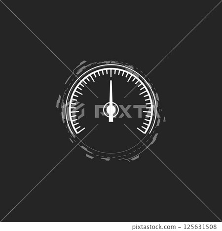 White silhouette of car dashboard speedometer on isolated black background. 125631508