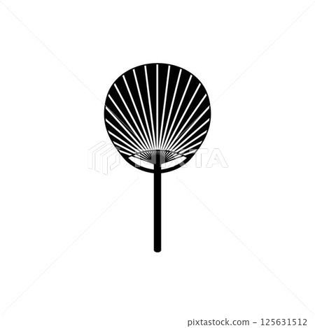 Vector illustration of black silhouette of bamboo Asian fan. 125631512