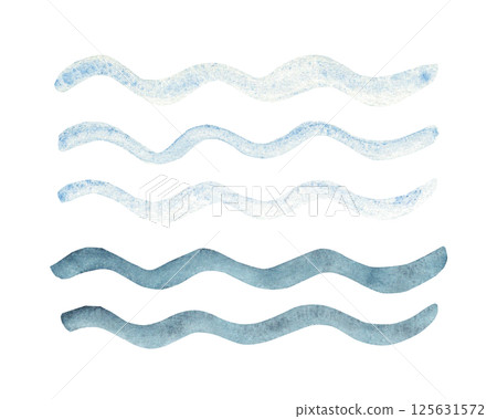 Sea waves or water flow lines. Hand drawn simple blue waved lines. Sea storm scribble. Hand drawn illustration isolated. Design element, texture or marine background. Sea waves or water flow lines. Hand drawn simple blue waved lines. Sea storm scribble. Hand drawn illustration isolated. Design element, texture or marine background. 125631572