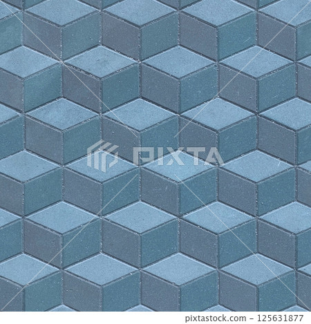 Seamless pattern of abstract blue tile mosaic of square tiles 125631877