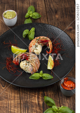 Broiled lobster tail, tasty steamed lobster. Broiled lobster tail, tasty steamed lobster. 125631957