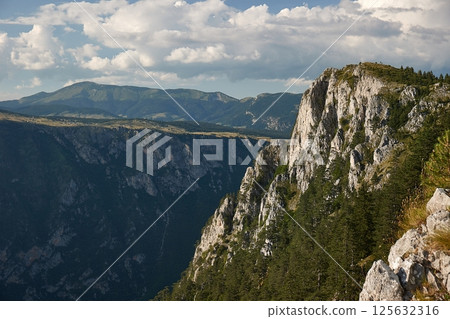 High mountain landscape view in the Dinaric Alps in Montenegro 125632316