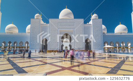 Sheikh Zayed Grand Mosque timelapse hyperlapse in Abu Dhabi, the capital city of United Arab Emirates 125632776