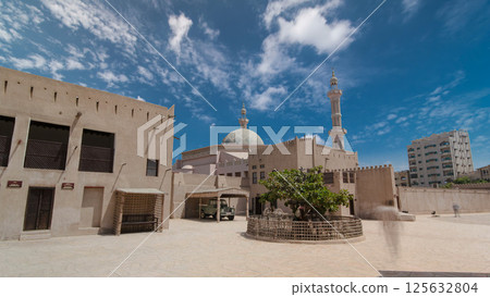 Historic fort at the Museum of Ajman timelapse hyperlapse, United Arab Emirates 125632804