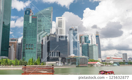 Business Financial Downtown City and Skyscrapers Tower Building at Marina Bay timelapse hyperlapse, Singapore, 125632877
