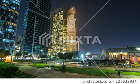 Skyscrapers in Abu Dhabi Skyline at night timelapse hyperlapse, United Arab Emirates Skyscrapers in Abu Dhabi Skyline at night timelapse hyperlapse, United Arab Emirates 125632934