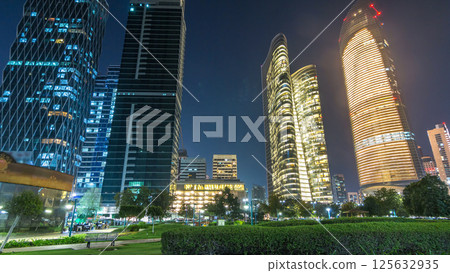 Skyscrapers in Abu Dhabi Skyline at night timelapse hyperlapse, United Arab Emirates Skyscrapers in Abu Dhabi Skyline at night timelapse hyperlapse, United Arab Emirates 125632935