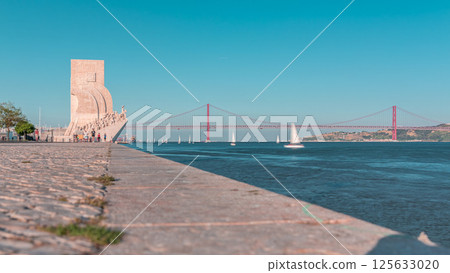 Monument to the Discoveries celebrates the Portuguese who took part in the Age of Discovery timelapse, Lisbon, Portugal Monument to the Discoveries celebrates the Portuguese who took part in the Age of Discovery timelapse, Lisbon, Portugal 125633020