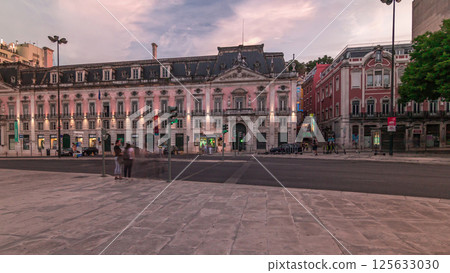Monument to the Restorers timelapse hyperlapse at Restauradores Square Lisbon, Portugal 125633030
