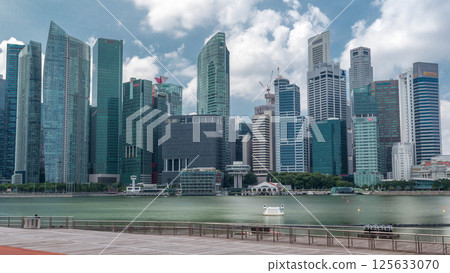Business Financial Downtown City and Skyscrapers Tower Building at Marina Bay timelapse hyperlapse, Singapore, 125633070