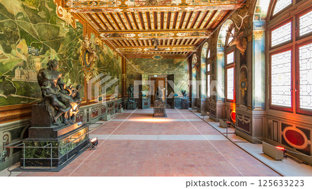 Interiors and architectural details of the Chateau de Fontainebleau timelapse hyperlapse in Fontainebleau, France 125633223