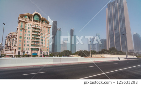 Dubai financial centre with skyscrapers timelapse hyperlapse 125633298