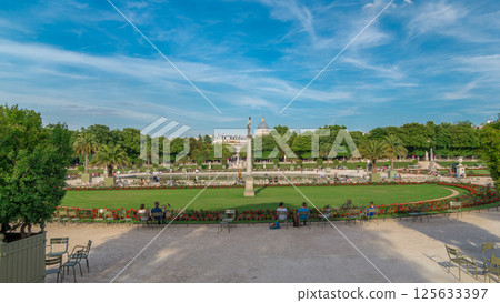 The beautiful view of the Luxembourg Gardens timelapse hyperlapse in Paris, France 125633397