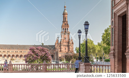 Plaza de Espana timelapse hyperlapse in Seville, Spain 125633500