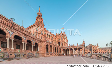 Plaza de Espana timelapse hyperlapse in Seville, Spain 125633502