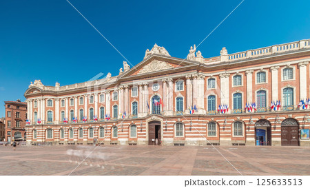 The Capitole de Toulouse timelapse hyperlapse showcases the historic city hall. France 125633513