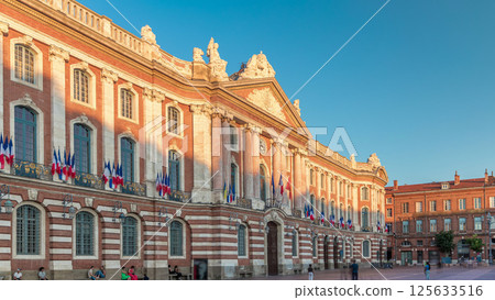 The Capitole de Toulouse timelapse hyperlapse showcases the historic city hall. France 125633516