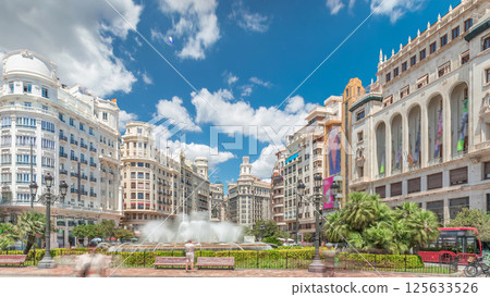 Fountain on Town Hall Square timelapse hyperlapse in Valencia, Spain Fountain on Town Hall Square timelapse hyperlapse in Valencia, Spain 125633526