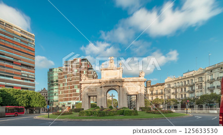 La Porta de la Mar timelapse hyperlapse in Valencia, Spain. 125633530