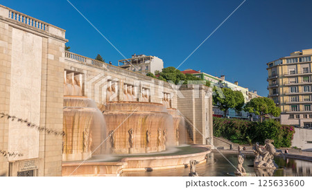 Fonte Luminosa fountain timelapse hyperlapse. Alameda public park in the city center. Lisbon. Portugal. 125633600