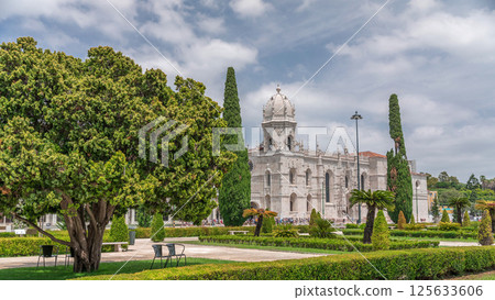 Mosteiro dos Jeronimos, located in the Belem district timelapse hyperlapse of Lisbon, Portugal. 125633606