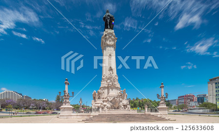 The Marquess of Pombal Square timelapse hyperlapse is an important roundabout in the city of Lisbon, Portugal 125633608