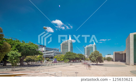 Park of Nations in Lisbon timelapse hyperlapse. Portugal 125633621