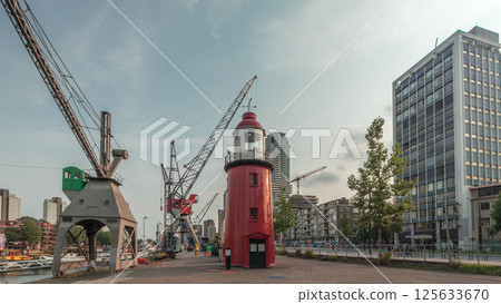Hyperlapse of The Low Light of Hook of Holland in Rotterdam, Netherlands. 125633670