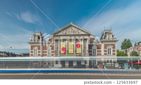 Hyperlapse of the Royal Concert Hall in Amsterdam, built in neoclassical style. Amsterdam, The Netherlands 125633697