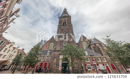 Hyperlapse of Amsterdam's Old Church, the city's oldest parish church. Netherlands Hyperlapse of Amsterdam's Old Church, the city's oldest parish church. Netherlands 125633709