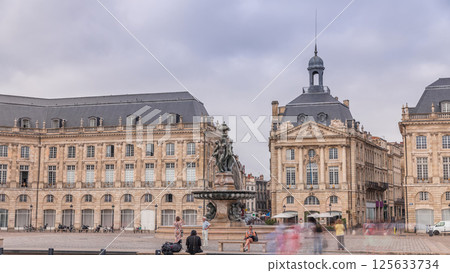 Place de la Bourse timelapse hyperlapse in Bordeaux, France, with the Fountain Place de la Bourse timelapse hyperlapse in Bordeaux, France, with the Fountain 125633734