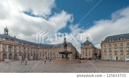 Place de la Bourse timelapse hyperlapse in Bordeaux, France, with the Fountain Place de la Bourse timelapse hyperlapse in Bordeaux, France, with the Fountain 125633735