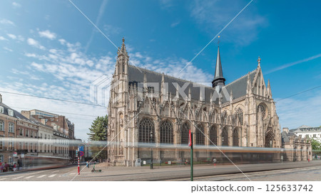Church of Our Lady of Victories at the Sablon timelapse hyperlapse in Brussels, Belgium. 125633742